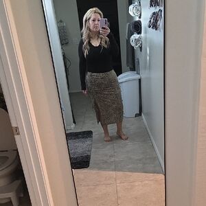 Leopard Print Midi Skirt
